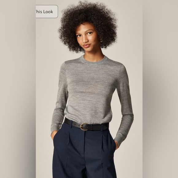 J.Crew NWOT Carolyn fitted crewneck sweater in merino wool in heather graphite